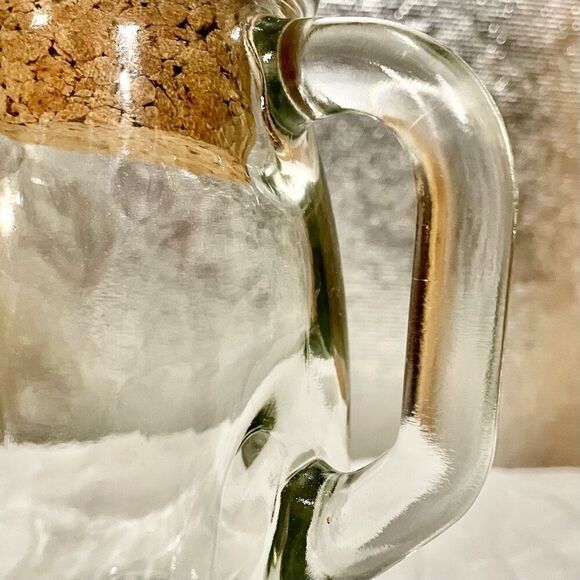 Wheaton Snub Nose Clear Thick Glass Cork Top Candy Pitcher 5.7, vintage 1940s - Picture 3 of 7